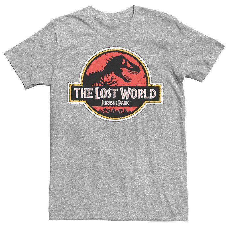 Mens Jurassic Park The Lost World Movie Logo Tee Red Grey Product Image