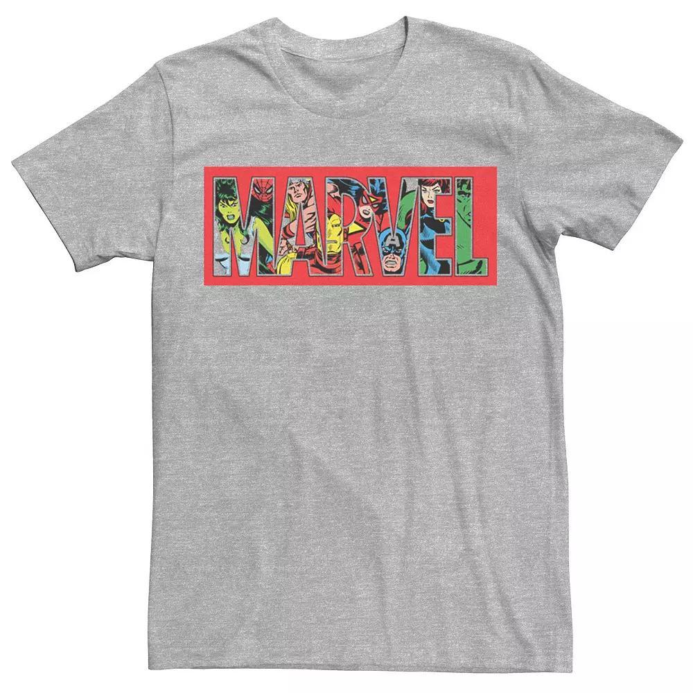 Men's Marvel Logo Character Fill Tee, Size: 3XL, Athletic Grey Product Image