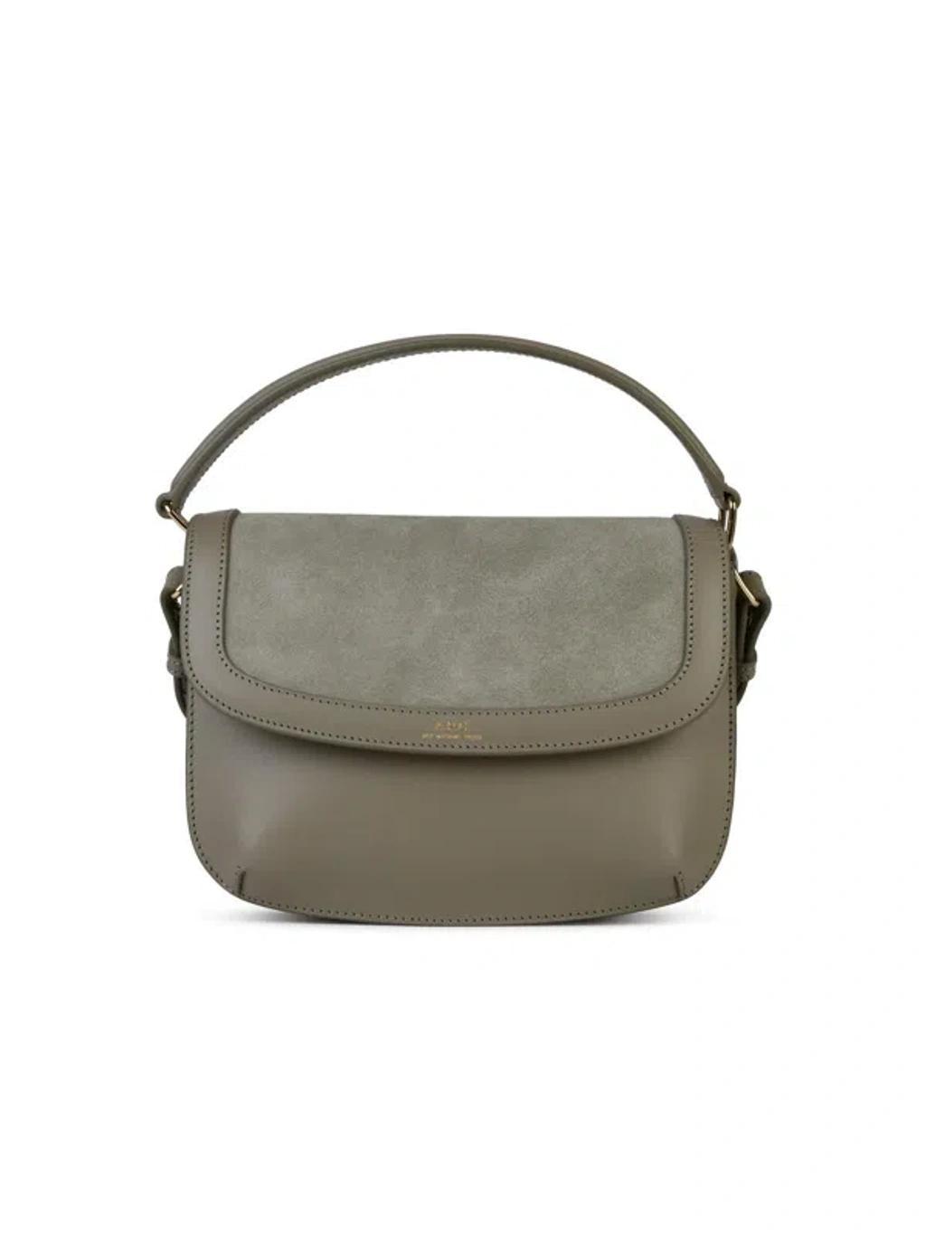 APC Sarah Mini Light Green Leather Bag In Taupe Green Product Image