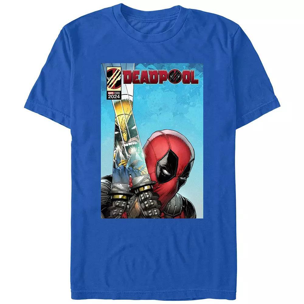 Men's Marvel Deadpool And Wolverine Katanas Reflection Graphic Tee, Size: Small, Royal Product Image