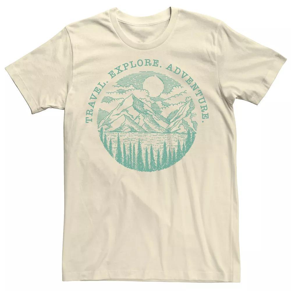 Men's Travel Explore Adventure Sketch Mountains Tee, Size: Medium, Natural Product Image