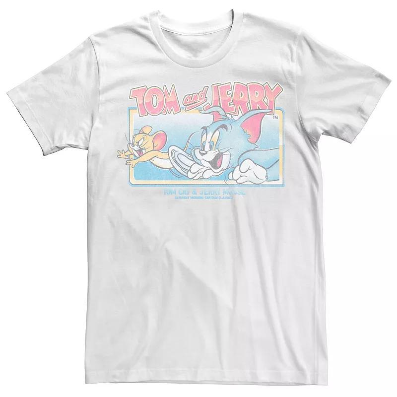 Big & Tall Tom And Jerry Running Vintage Graphic Tee, Men's, Size: XL Tall, White Product Image