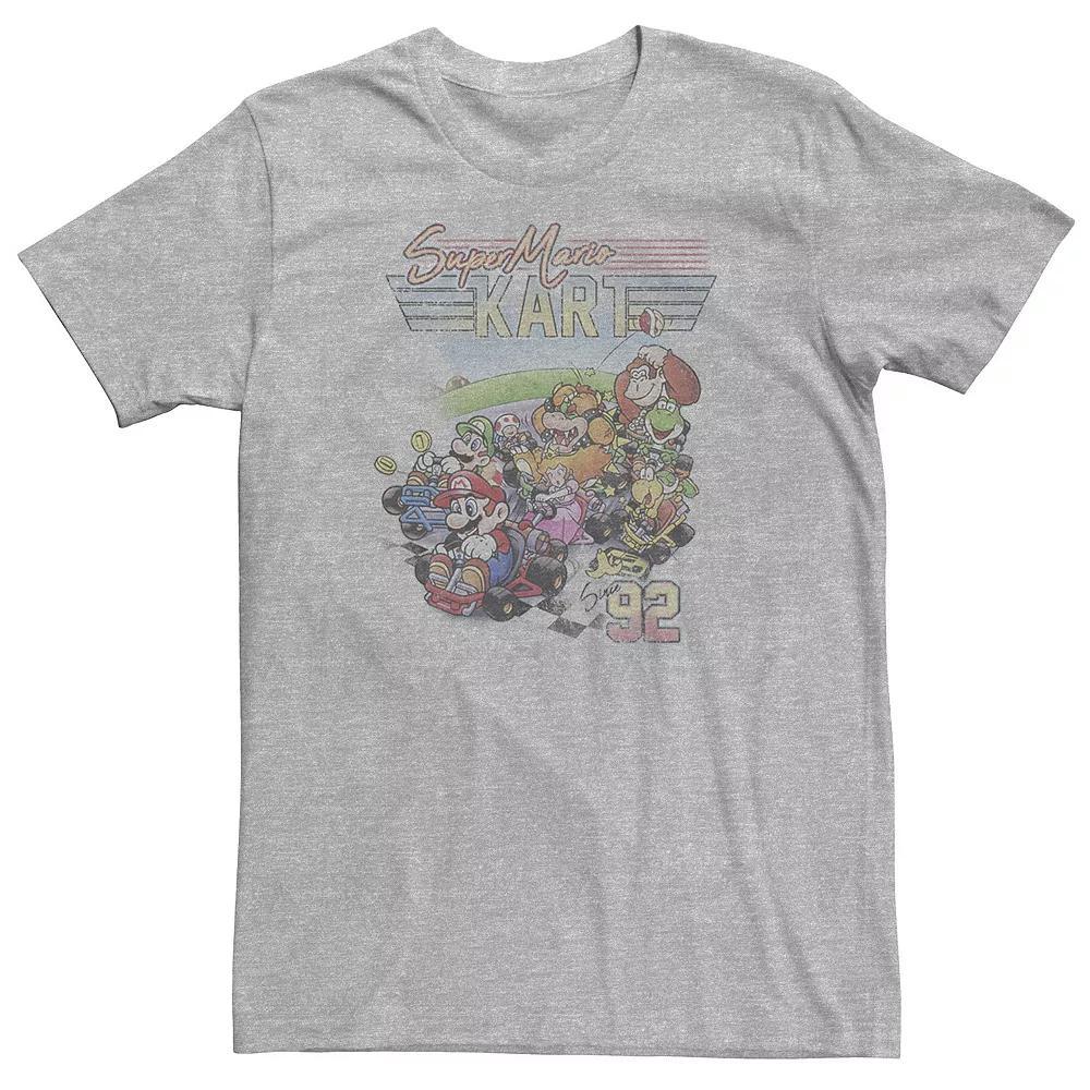 Big & Tall Mario Kart 92 Group Shot Distressed Tee, Men's, Size: 4XL, Athletic Grey Product Image