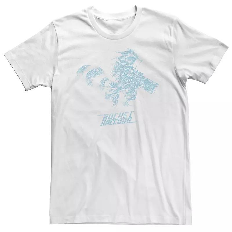 Big & Tall Marvel Rocket Raccoon Distressed Blue Hue Portrait Tee, Men's, Size: 4XL, White Product Image