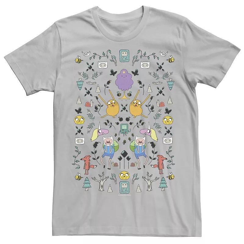 Mens Adventure Time Character Icon Collage Tee Athletic Grey Product Image