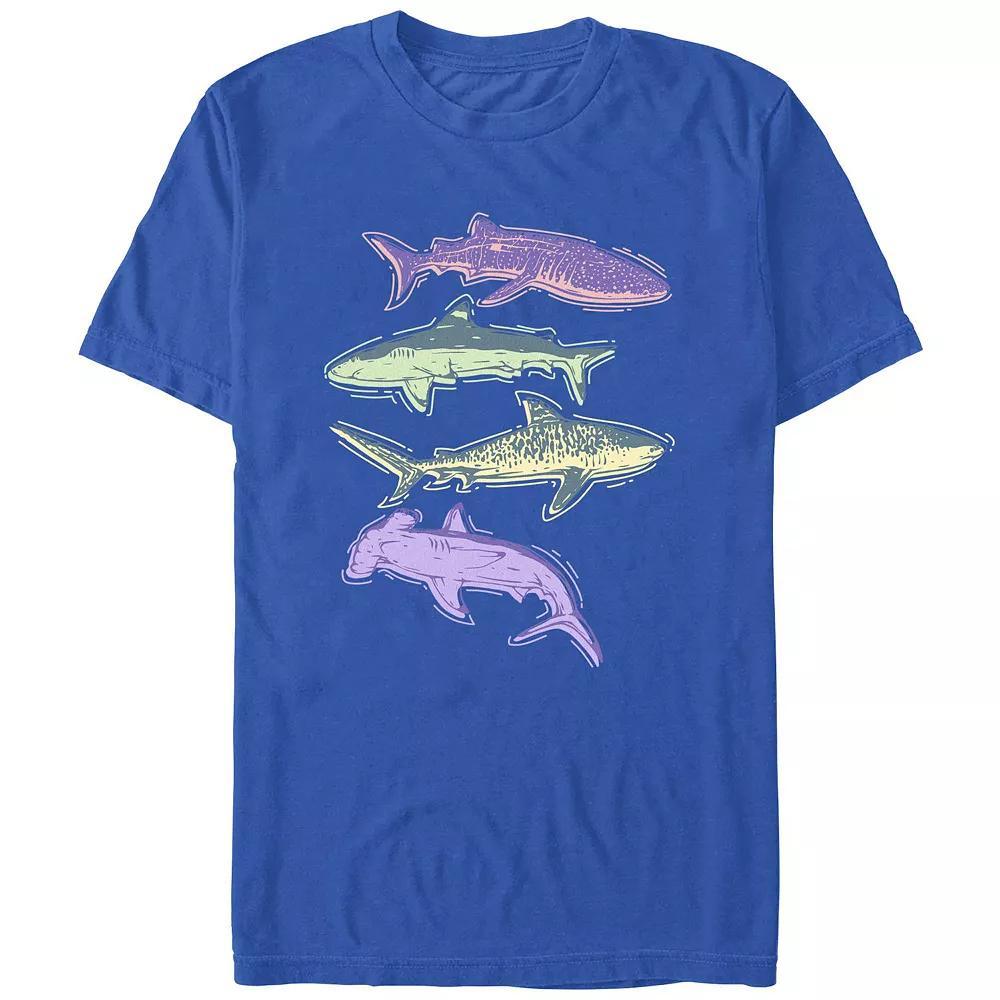 Mens Colorful Sharks Graphic Tee Product Image