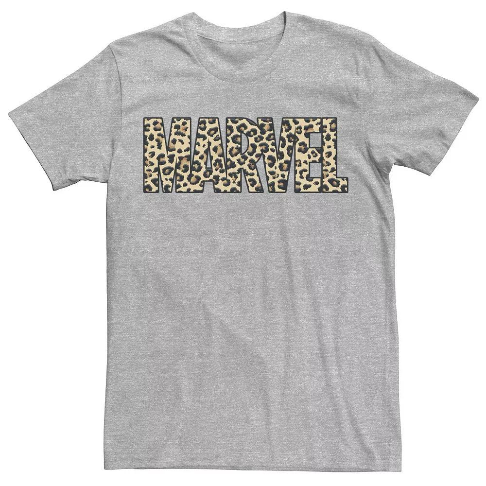 Men's Marvel Leopard Print Logo Tee, Size: XL, Athletic Grey Product Image
