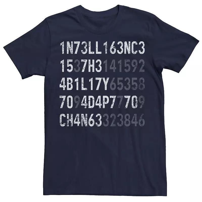 Men's Intelligence Is The Ability To Adapt To Change Numbers Graphic Tee, Size: Medium, Blue Product Image