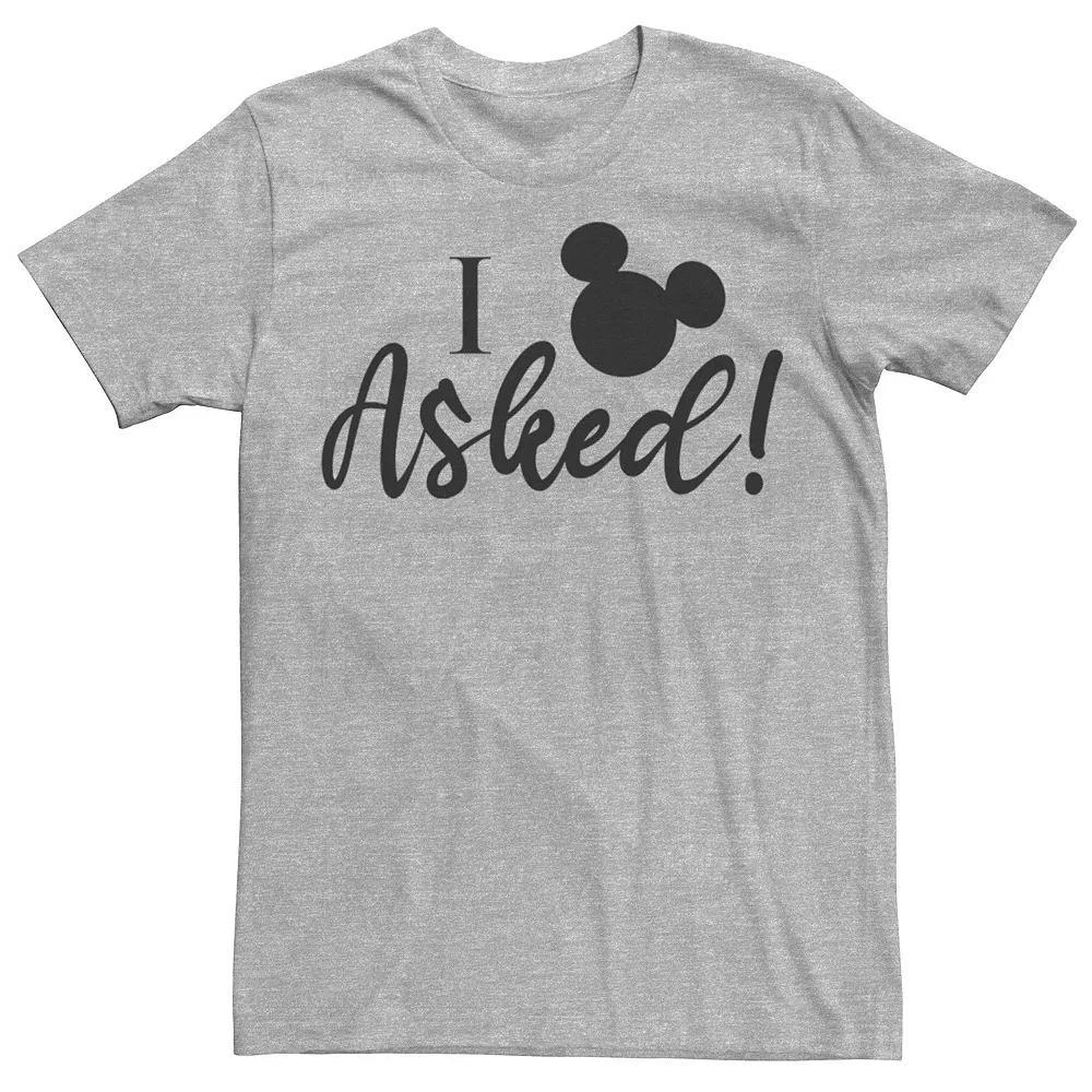 Disney's Mickey & Friends Wedding Mickey I Asked Men's Tee, Size: XS, Athletic Grey Product Image