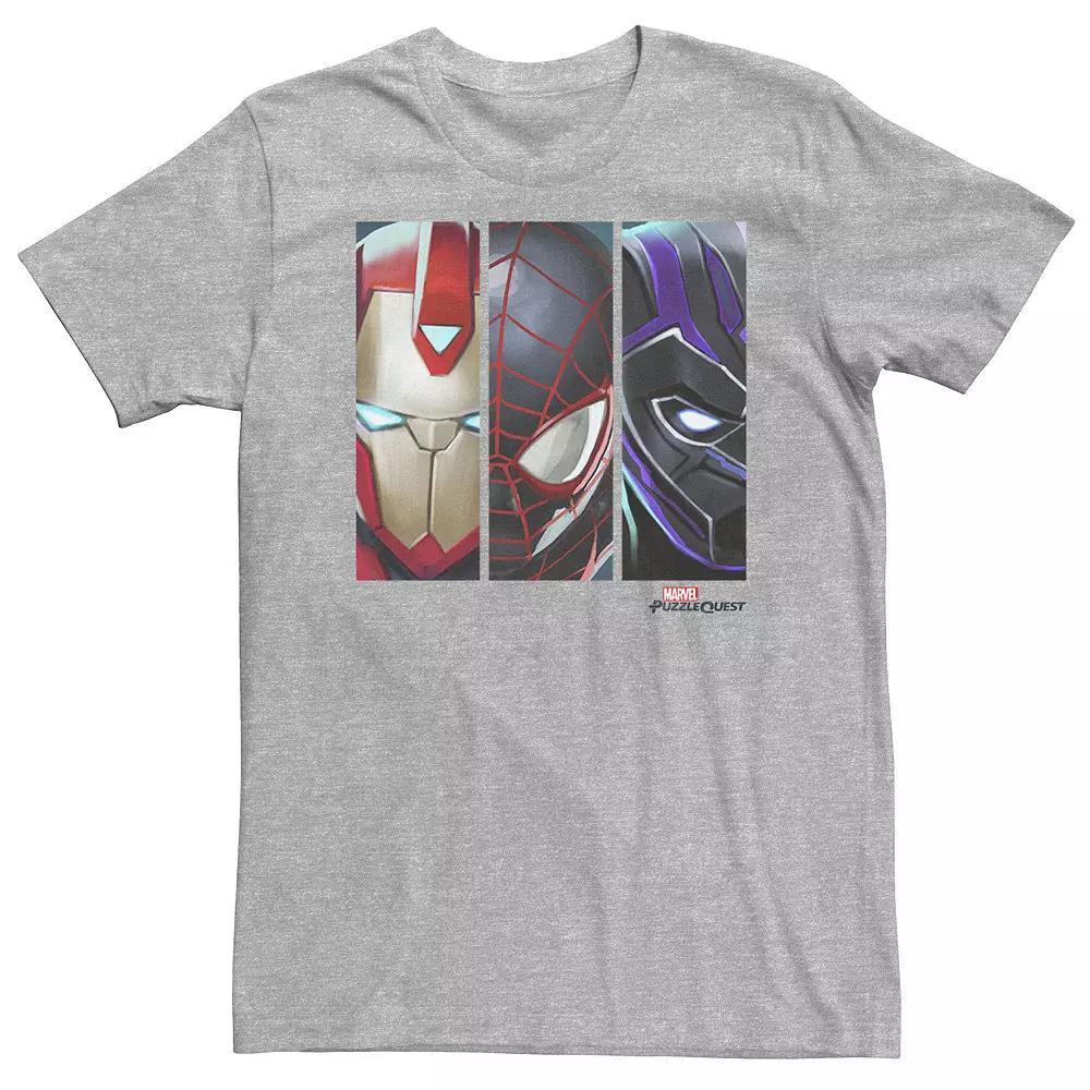 Big & Tall Marvel Puzzle Quest Close-Up Heroes Trio Tee, Men's, Size: 3XL Tall, Athletic Grey Product Image
