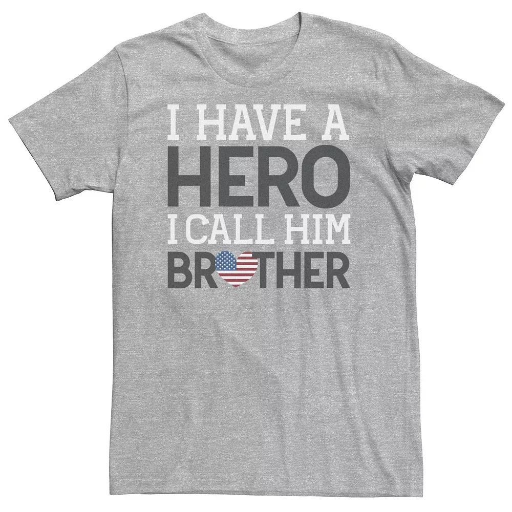 Big & Tall I Have A Hero I Call Him Brother Word Stack Tee, Men's, Size: 3XL Tall, Athletic Grey Product Image