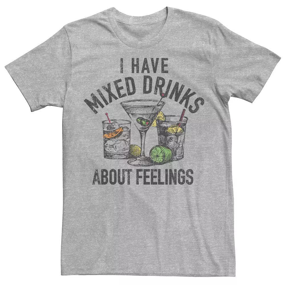 Men's "I Have Mixed Drinks About Feelings" Tee, Size: XL, Athletic Grey Product Image