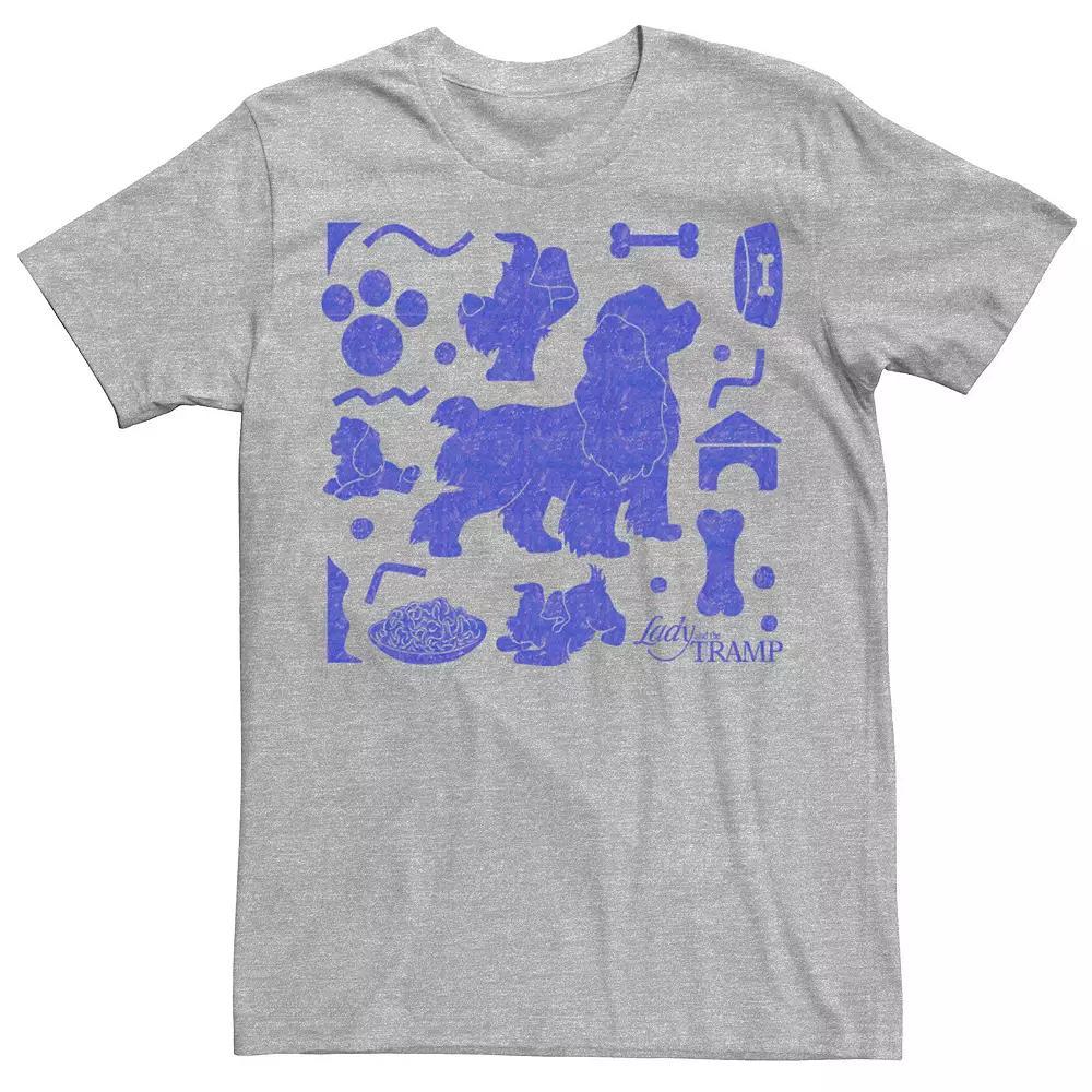 Disney's Lady And The Tramp Silhouette Icons Men's Tee, Size: Small, Athletic Grey Product Image