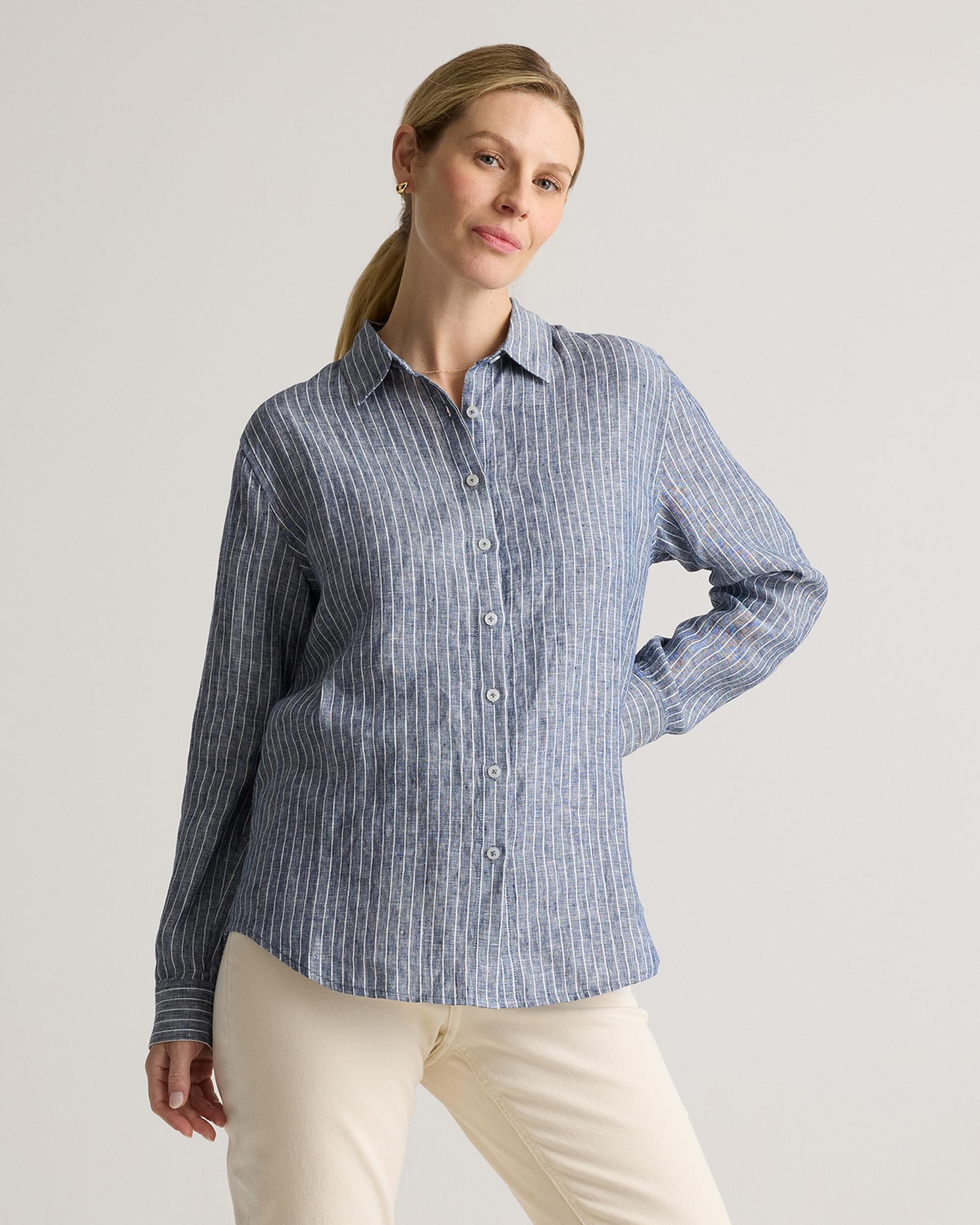 Quince | Women's 100% European Linen Maternity Long Sleeve Shirt Product Image