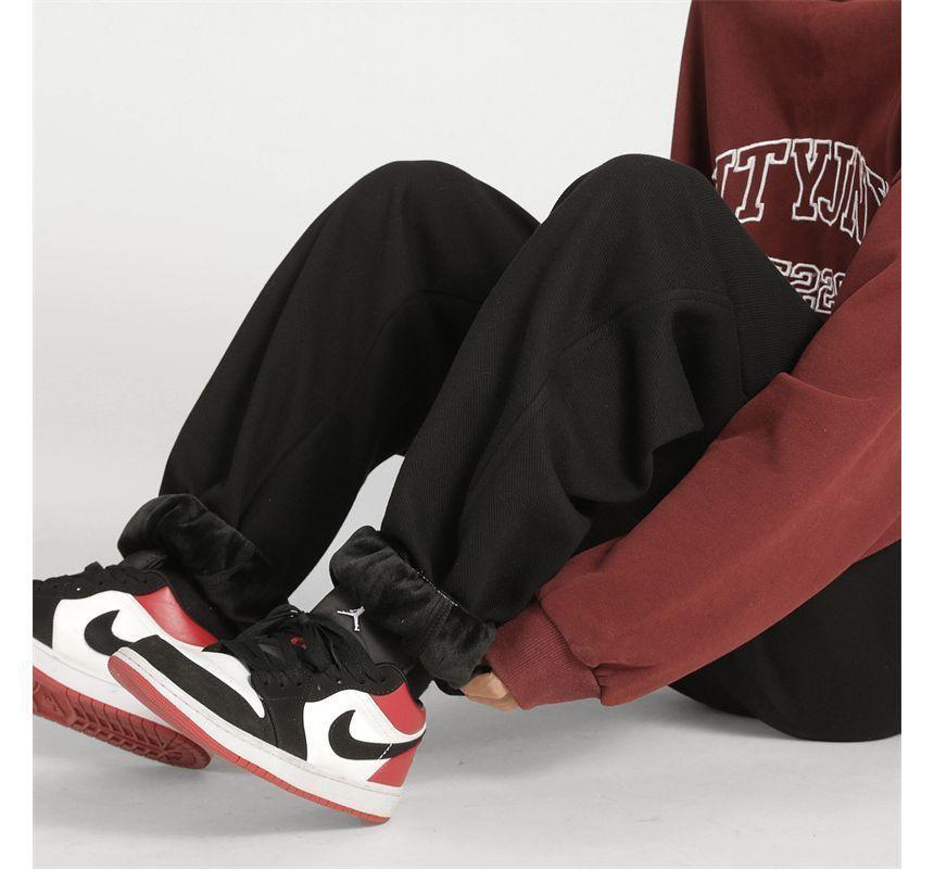Drawstring Waist Plain Sweatpants Product Image