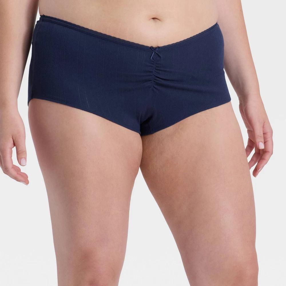 Women's Pointelle Ruched Front Boy Shorts - Wild Fable™ Product Image