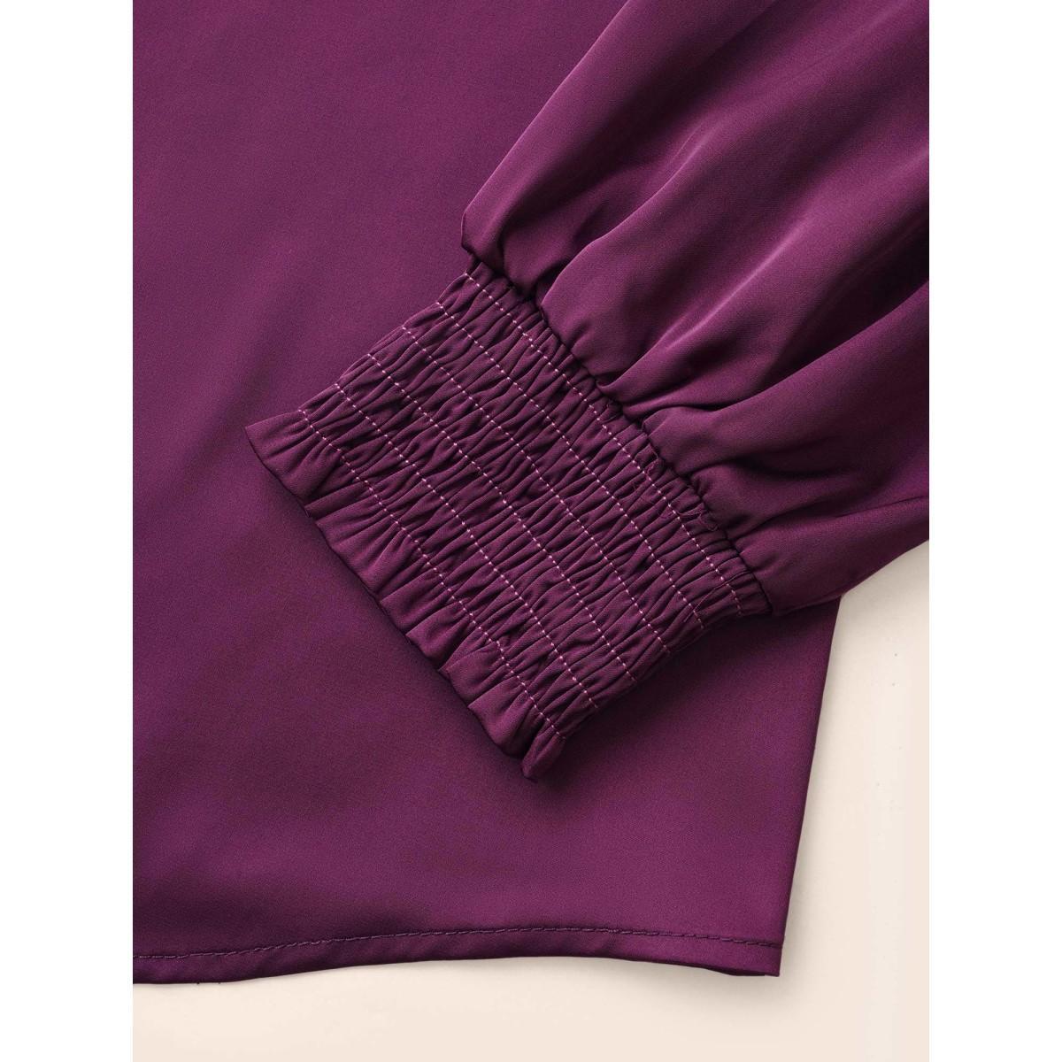 Plus Size Deeppurplered Regal Lotus Neckline Cuff Sleeves Blouse Women Elegant Long Sleeve Notched collar Everyday Blouses BloomChic 22-24/3X Product Image