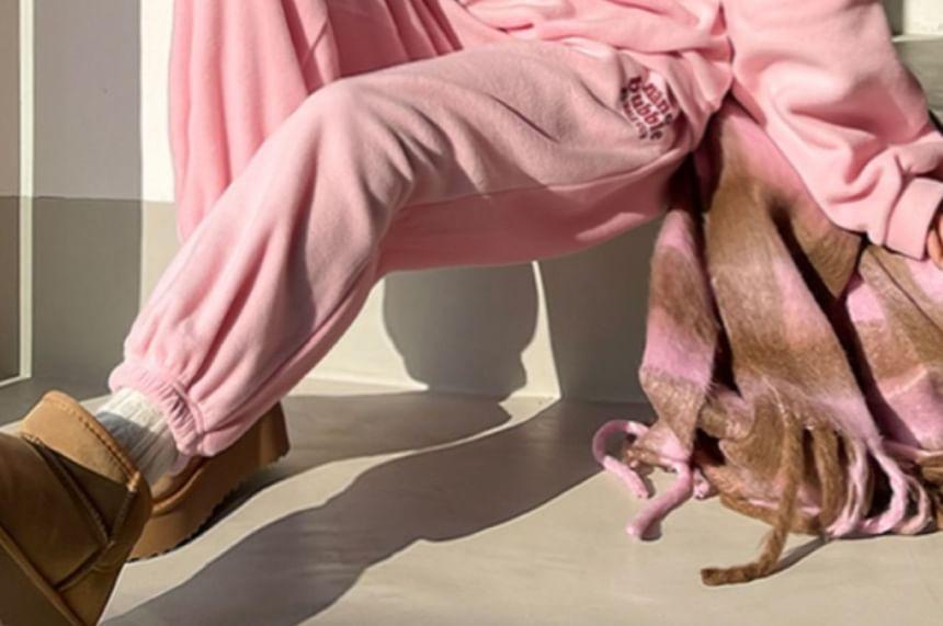 Set: Long-Sleeve Cartoon Print Sweatshirt + Sweatpants Product Image