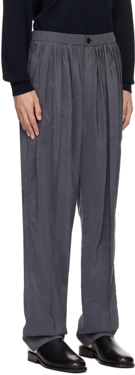 LEMAIRE Gray Relaxed Trousers In Bk991 Asphalt Product Image