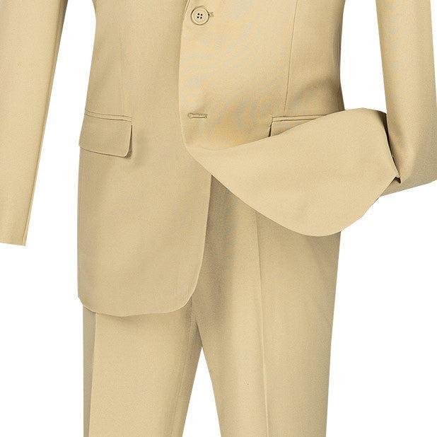 Beige Slim Fit Men's 2 Piece Business Suit 2 Button Male Product Image