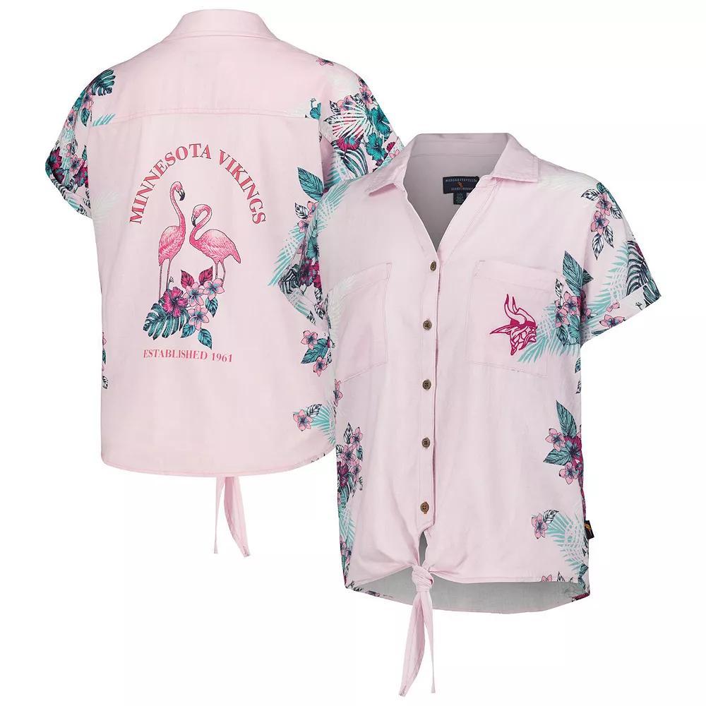 Women's Margaritaville Pink Minnesota Vikings Stadium Tie-Front Button-Up Shirt, Size: XL Product Image