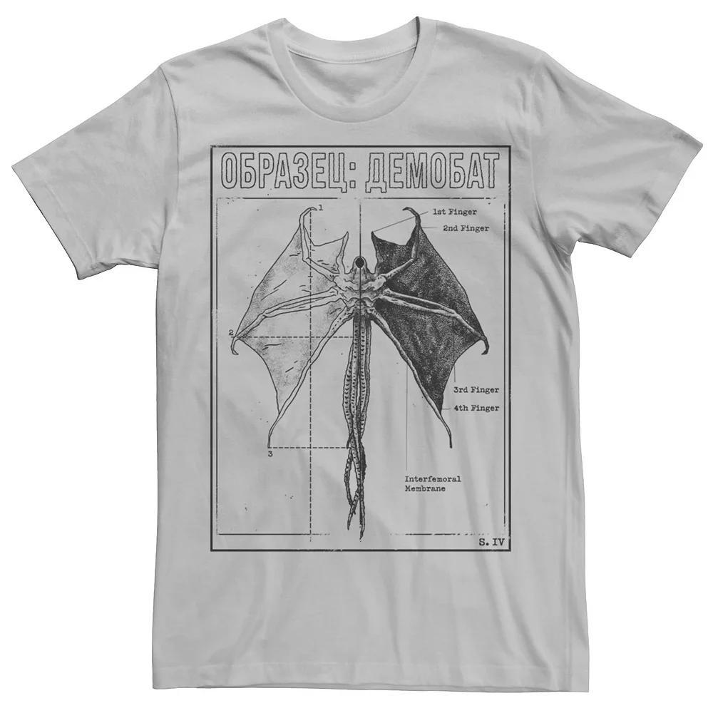 Men's Netflix Stranger Things Demobat Anatomy Tee, Size: Medium, Silver Product Image