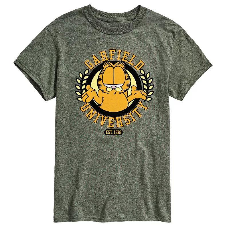 Mens Garfield University Graphic Tee Grey Gray Product Image