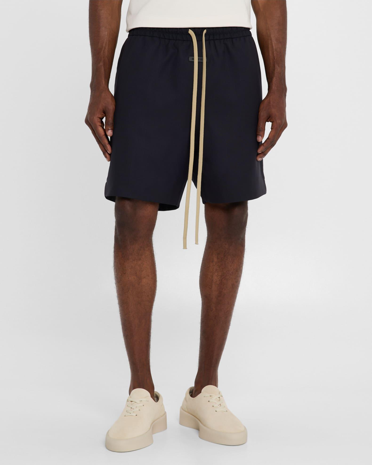 Men's Contrast-Drawstring Wool Shorts Product Image