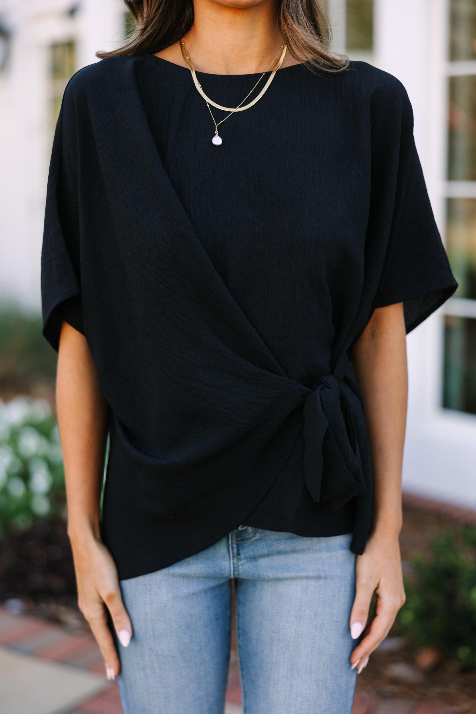 Happy Thoughts Black Tied Blouse Female Product Image