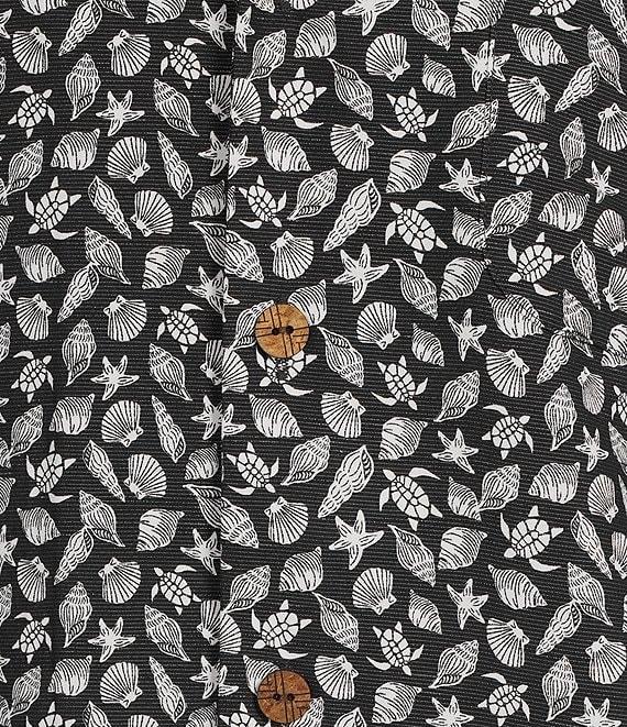 Caribbean Big & Tall Mini Shell Print Short Sleeve Woven Camp Shirt Product Image