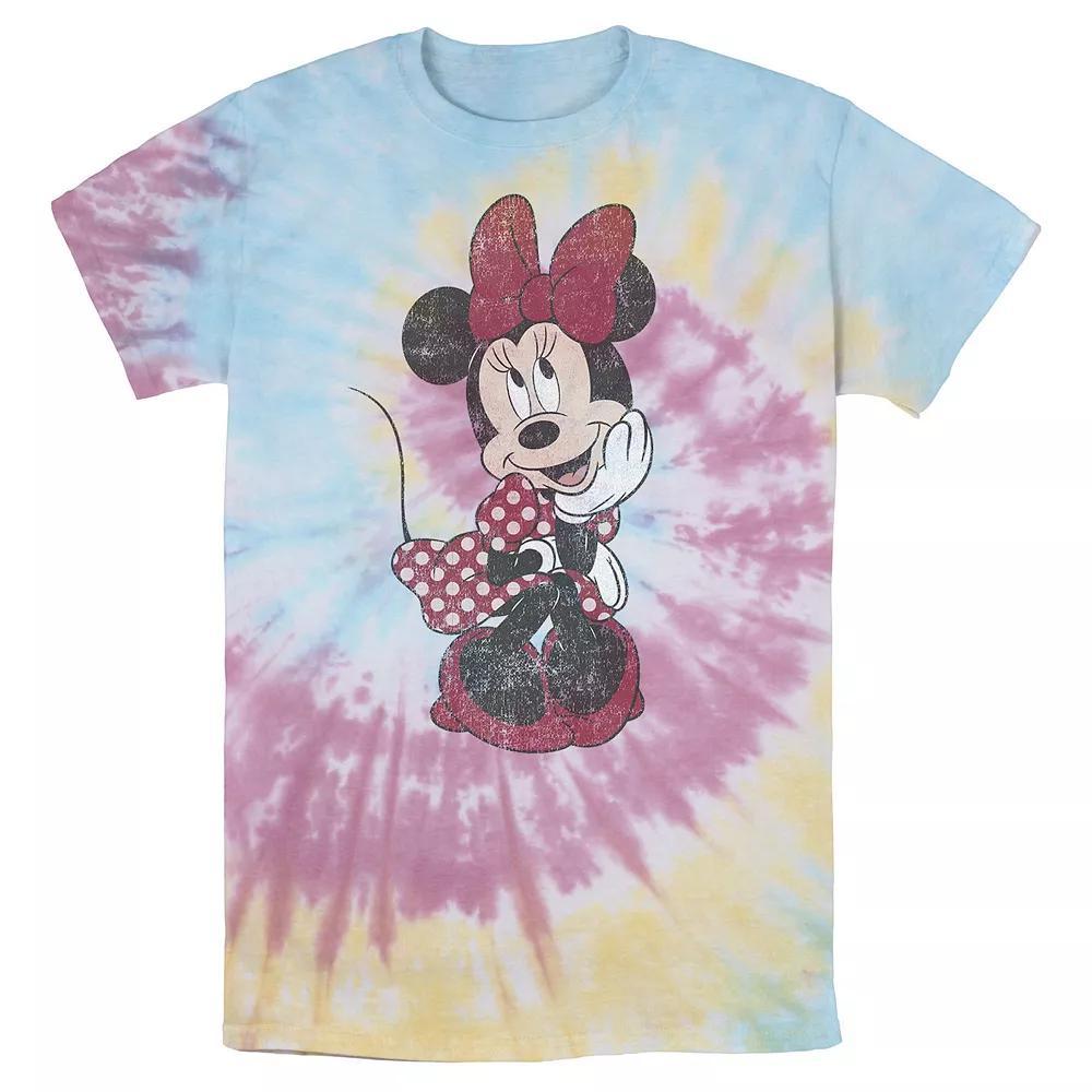 Disney's Minnie Mouse Men's Shy Vintage Bomabrd Wash Tee, Size: Small, Blue Pink Light Yellow Product Image