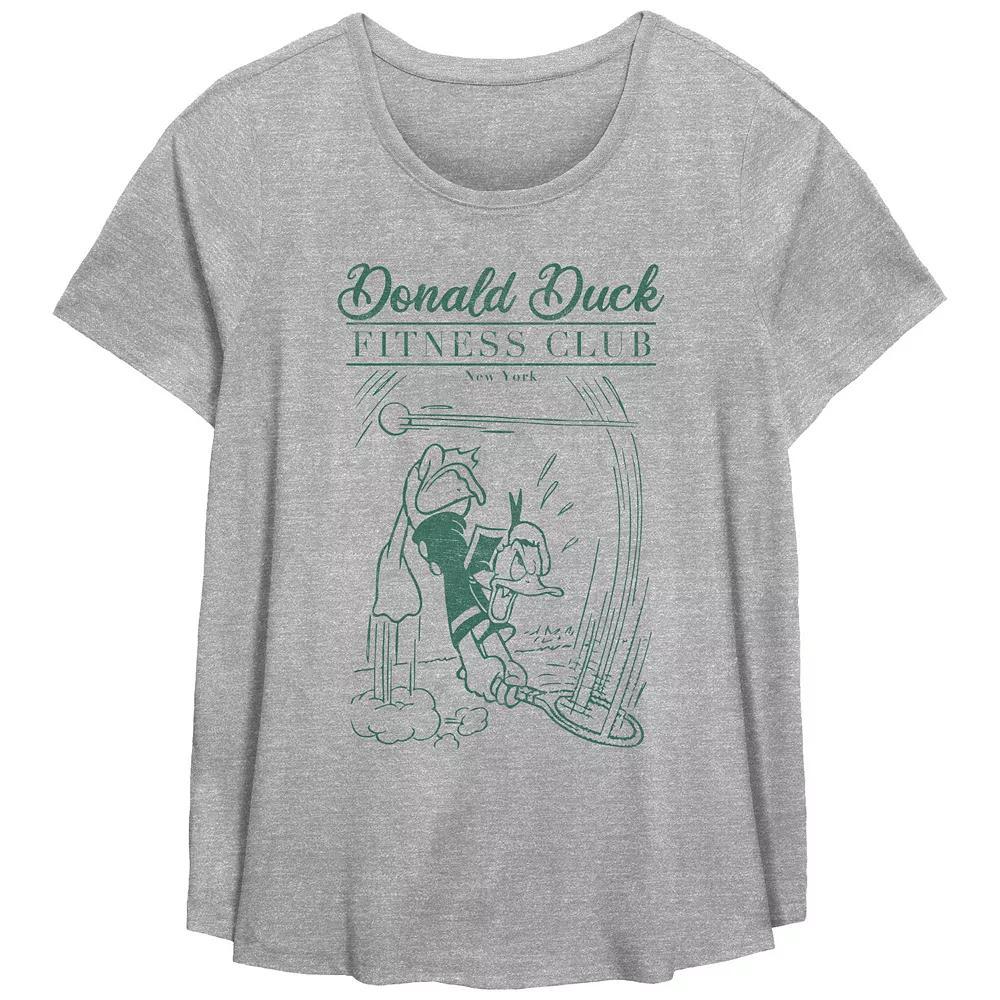 Disney's Donald Duck Fitness Club Plus Size Flowy Graphic Tee, Women's, Size: 0X, Grey Gray Product Image