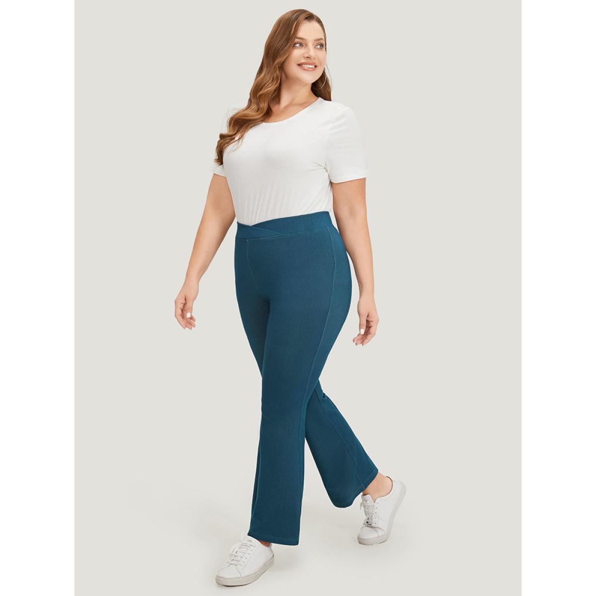 Plus Size Supersoft Essentials Solid High Rise Moderately Stretchy Jeans Women Blue Casual Plain Plain Medium stretch Side seam pocket Jeans BloomChic 14/1X Product Image