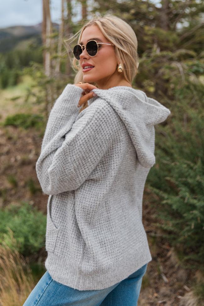 Found Your Love Grey Oversized Waffle Hooded Sweater FINAL SALE Product Image