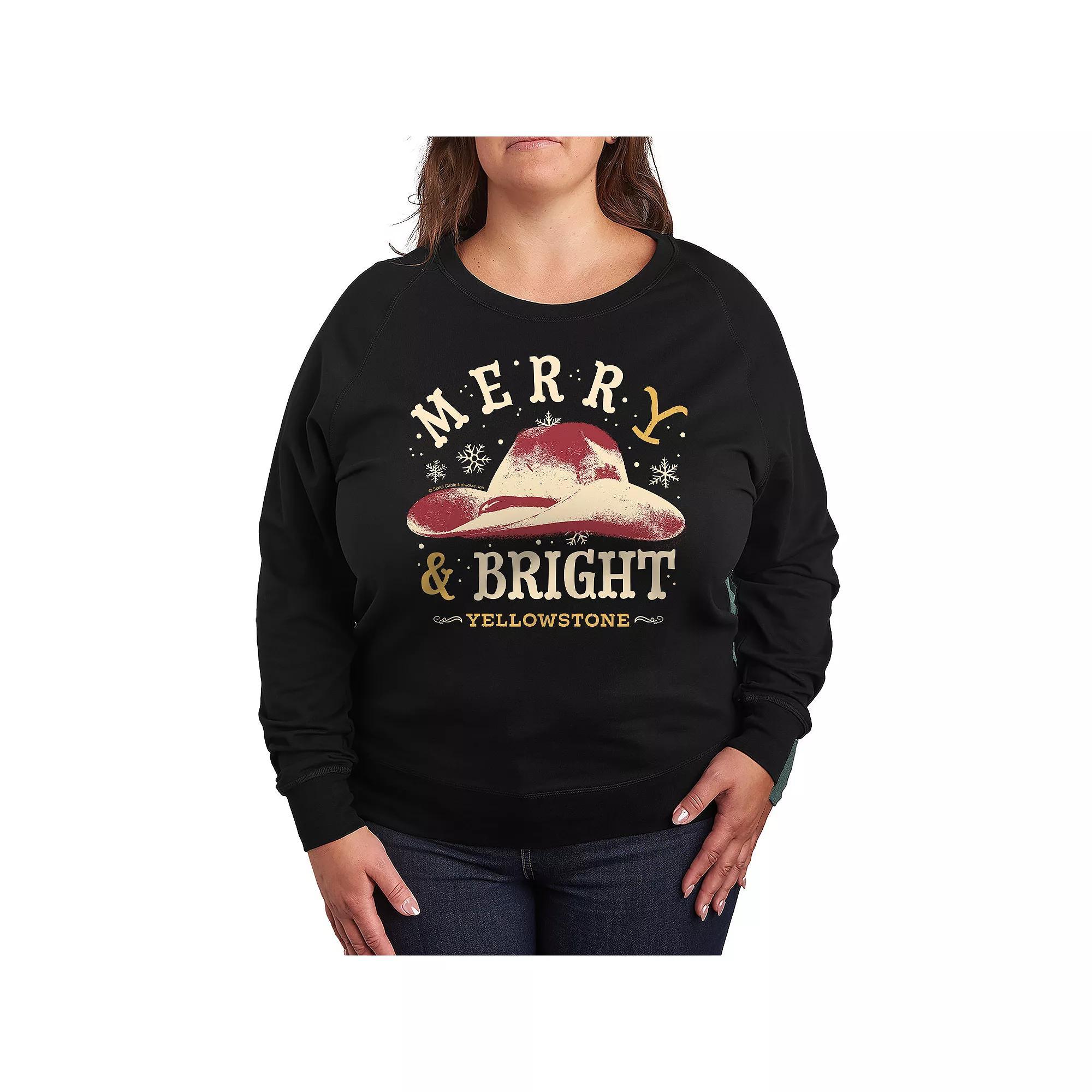 Plus Size Yellowstone Merry & Bright French Terry Long Sleeve Tee, Womens Product Image