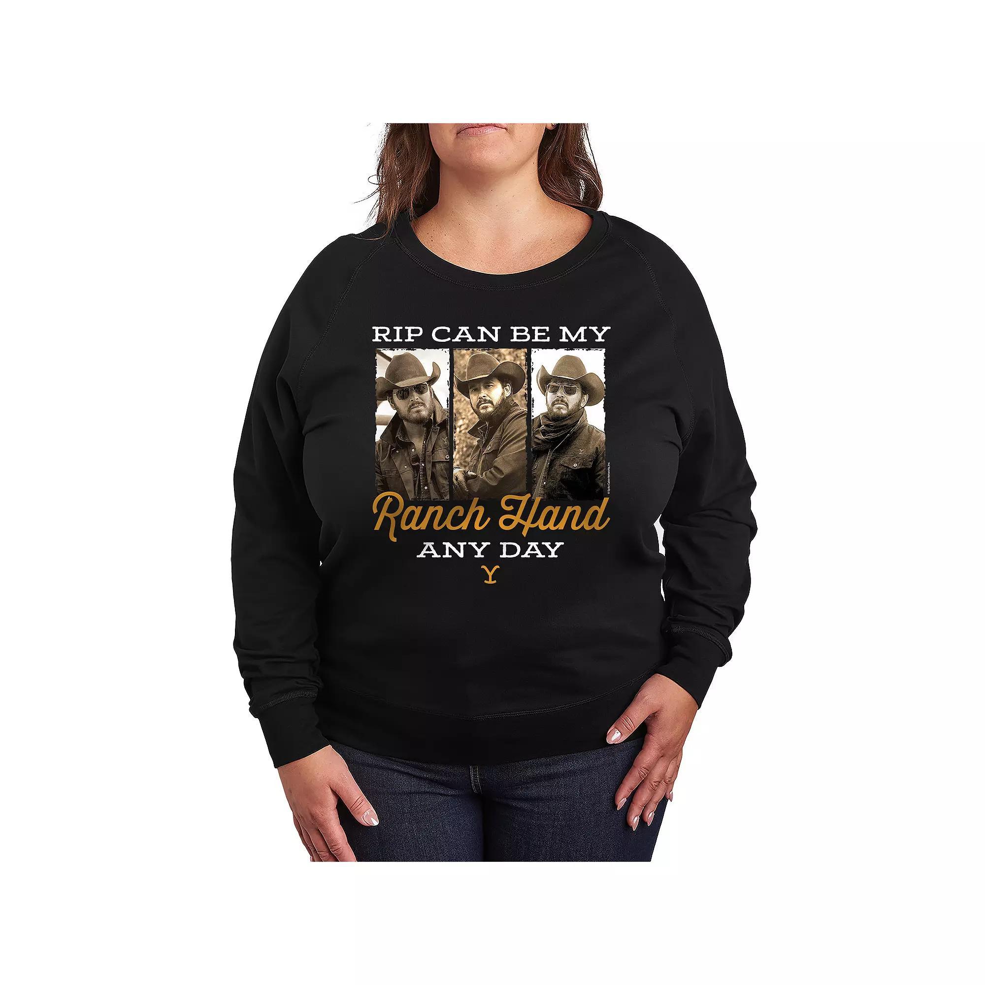 Plus Size Yellowstone Ranch Hand Any Day French Terry Long Sleeve Tee, Womens Product Image