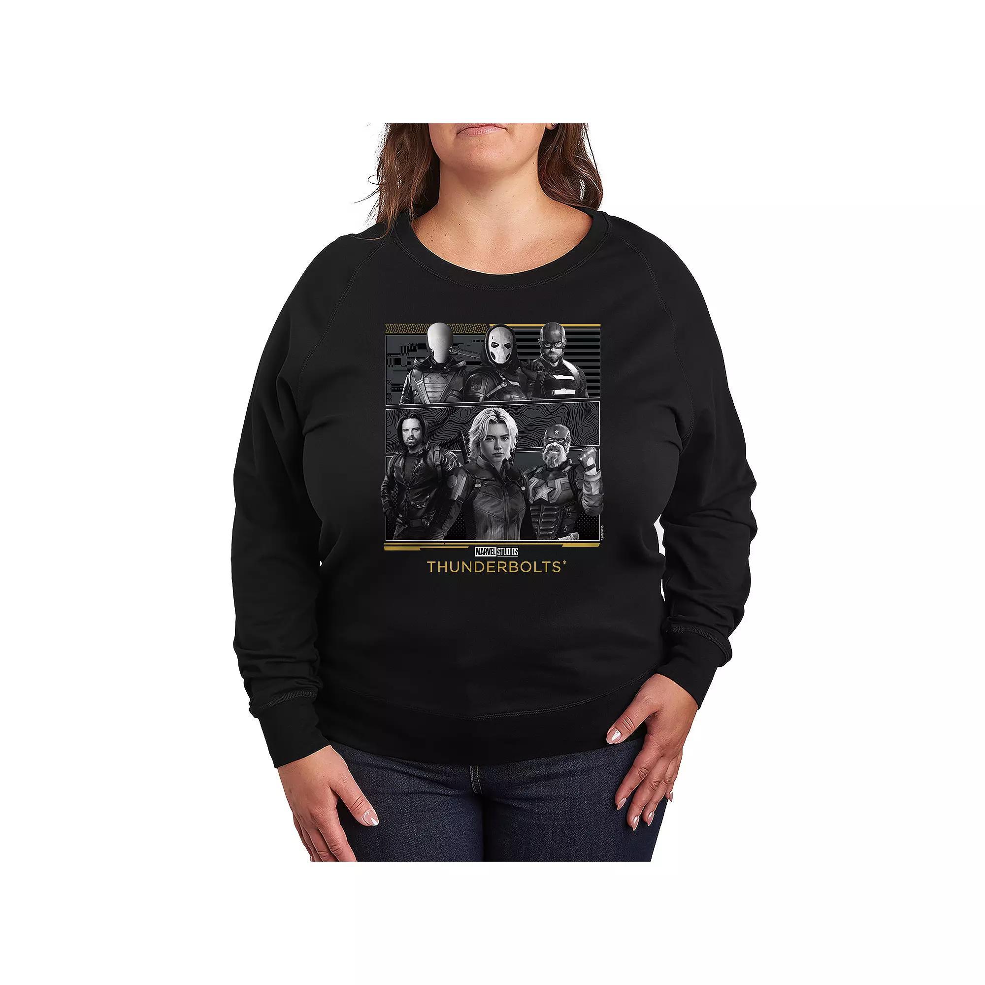 Plus Size The Beatles Santa Hats Christmas Ornaments French Terry Long Sleeve Tee, Womens Product Image