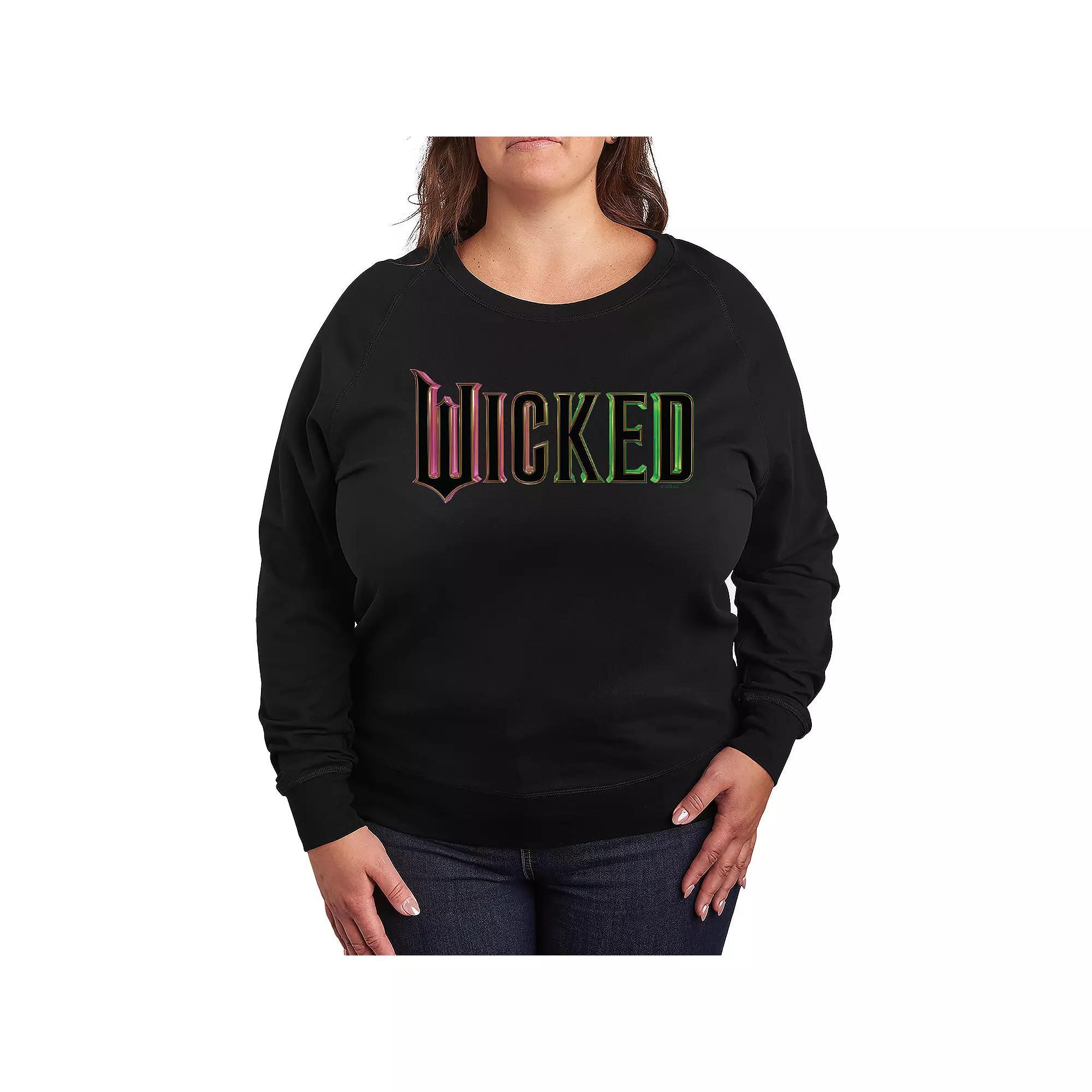 Plus Size Wicked Theatrical Logo French Terry Long Sleeve Tee, Womens Product Image
