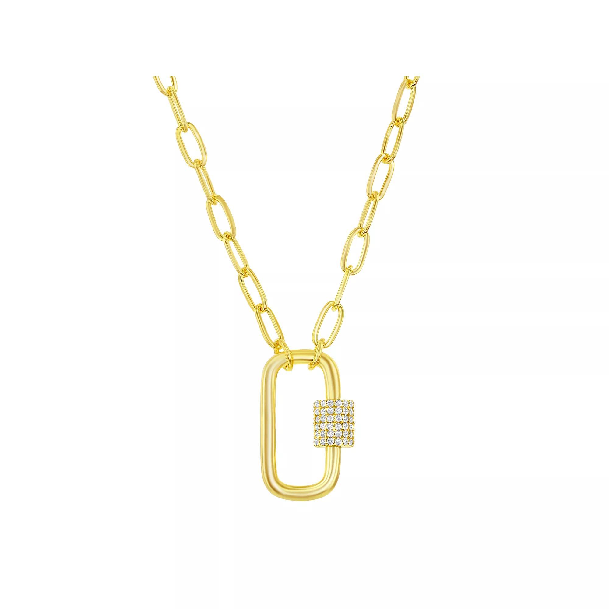 Cubic Zirconia Paper Clip Necklace, Women's, Size: 16-18" ADJ, Gold Tone Product Image