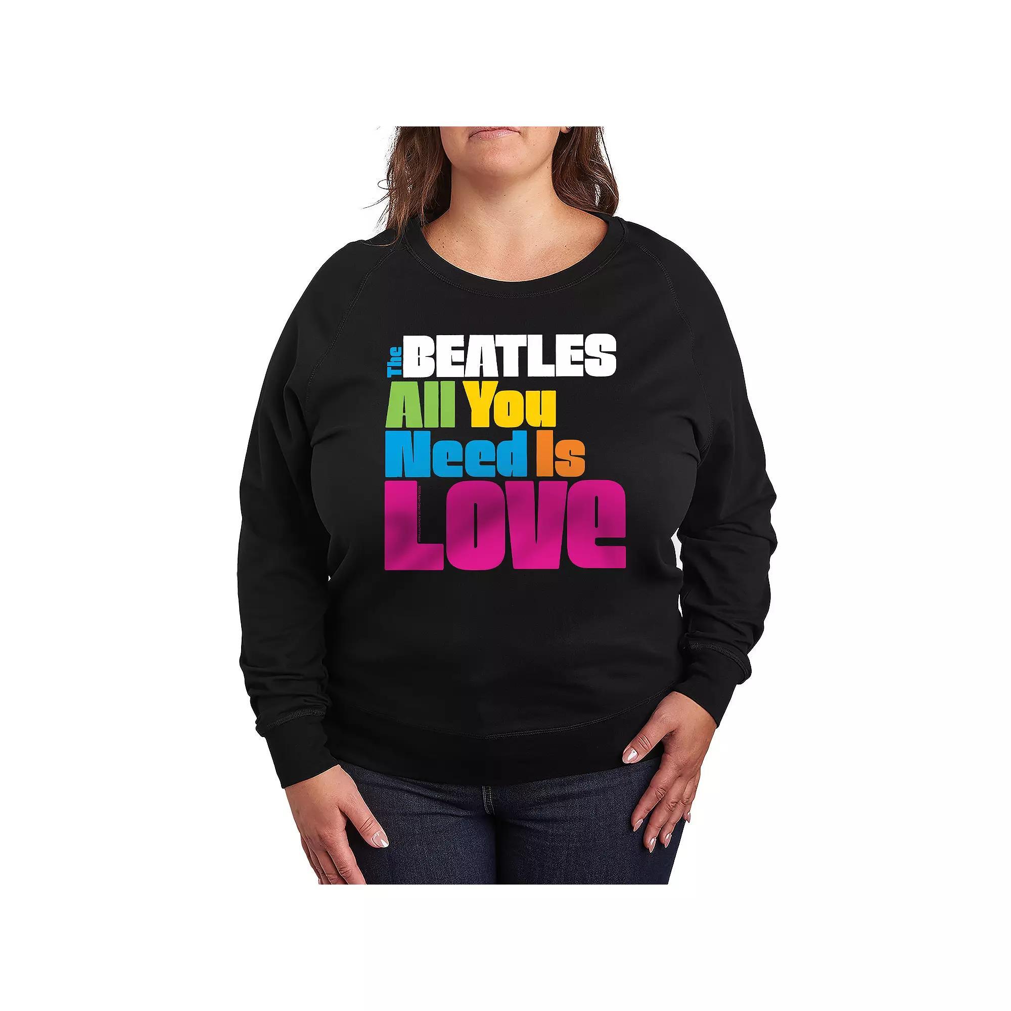 Plus Size The Beatles All You Need Is Love French Terry Long Sleeve Tee, Womens Product Image