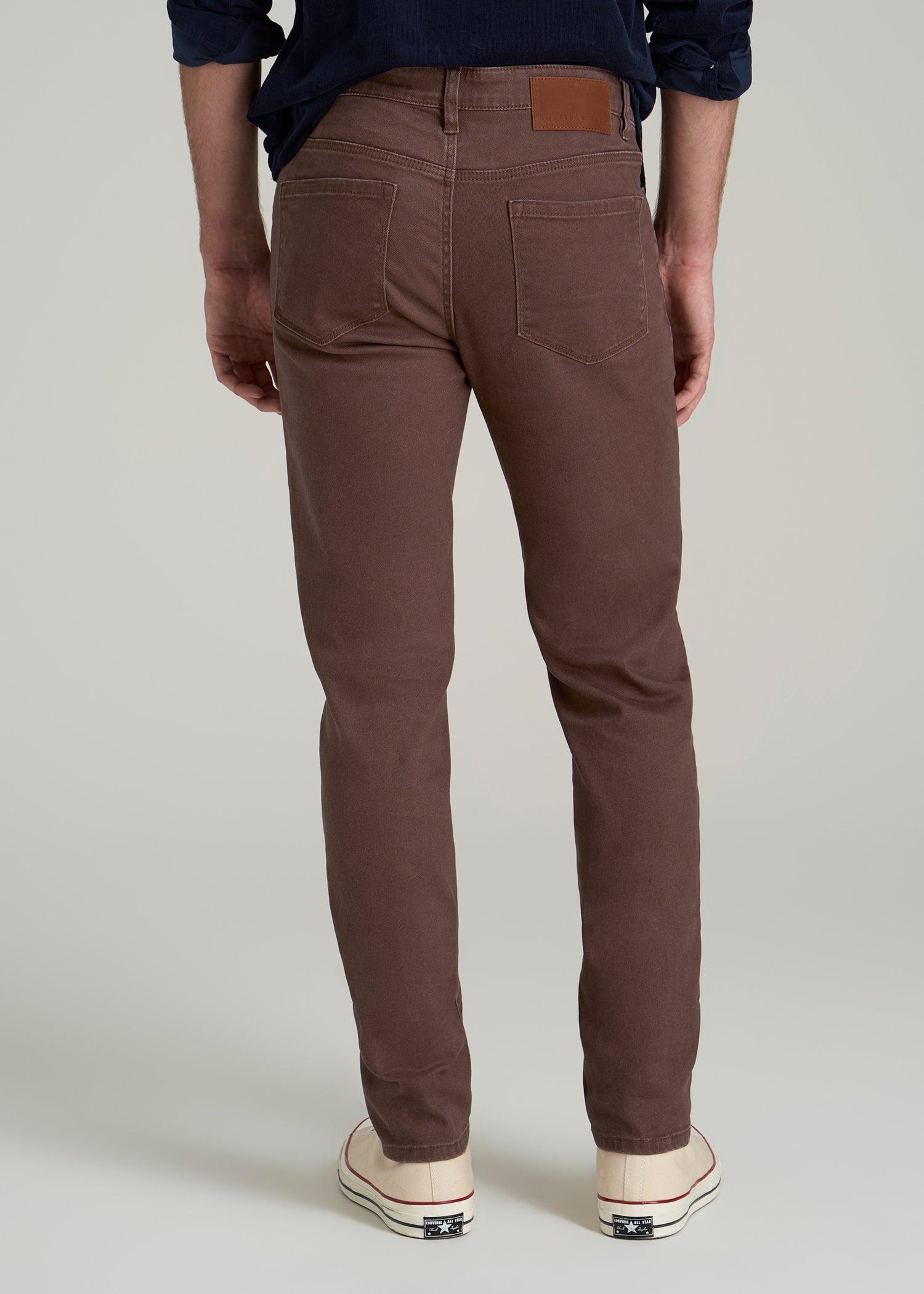 Dylan Slim Fit Colored Jeans for Tall Men in Dark Toffee Product Image