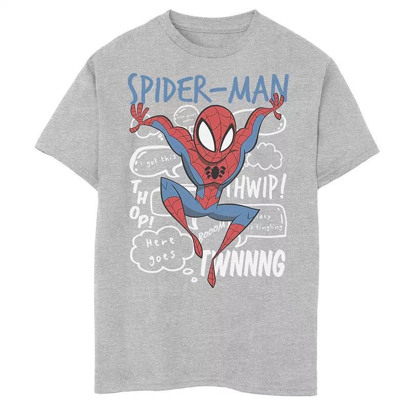 Boys 8-20 Marvel Spider-Man Action Pose Comic Sound Effects Graphic Tee, Boy's, Size: XS, Athletic Grey Product Image