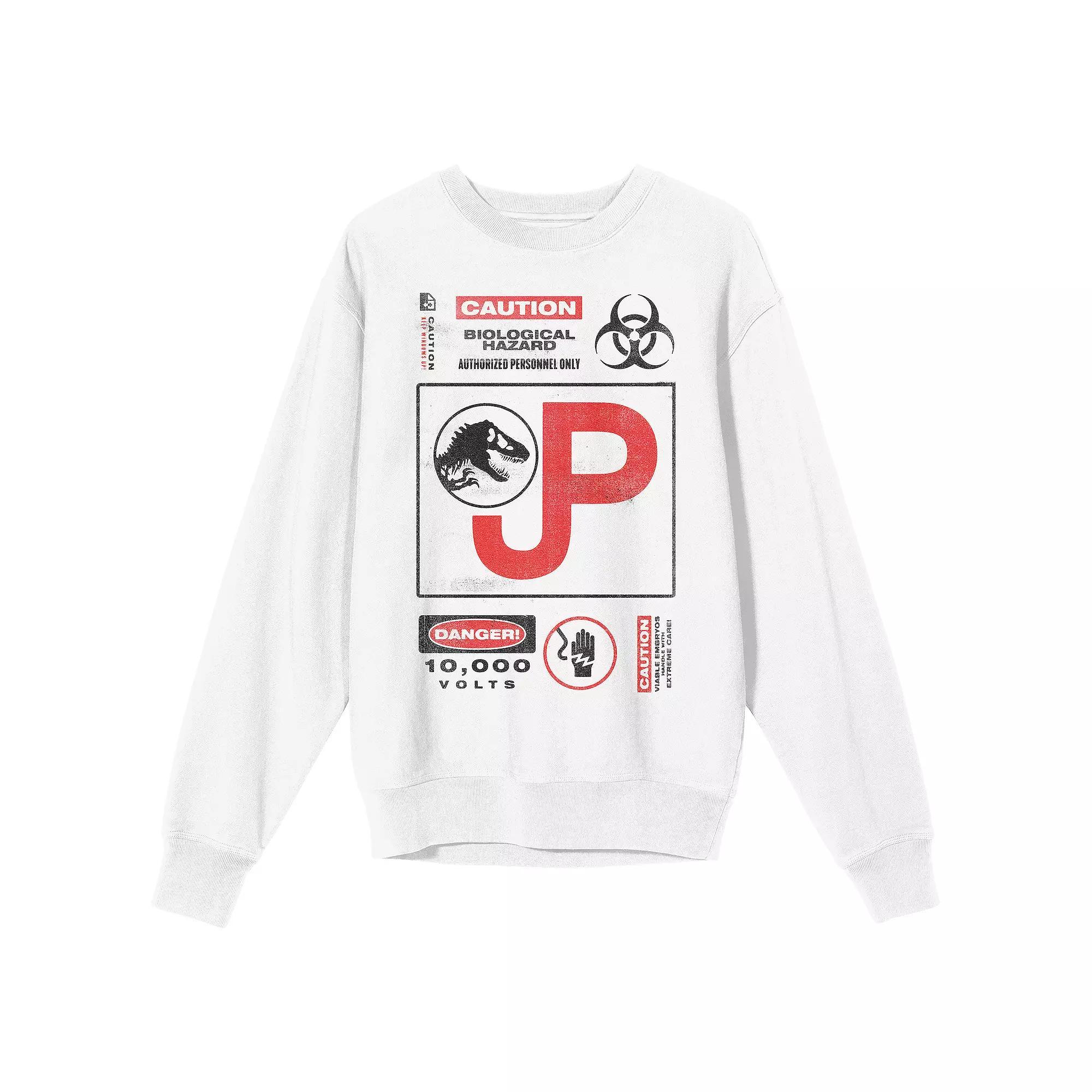 Mens Jurassic Park Caution Hazard Graphic Sweatshirt Product Image