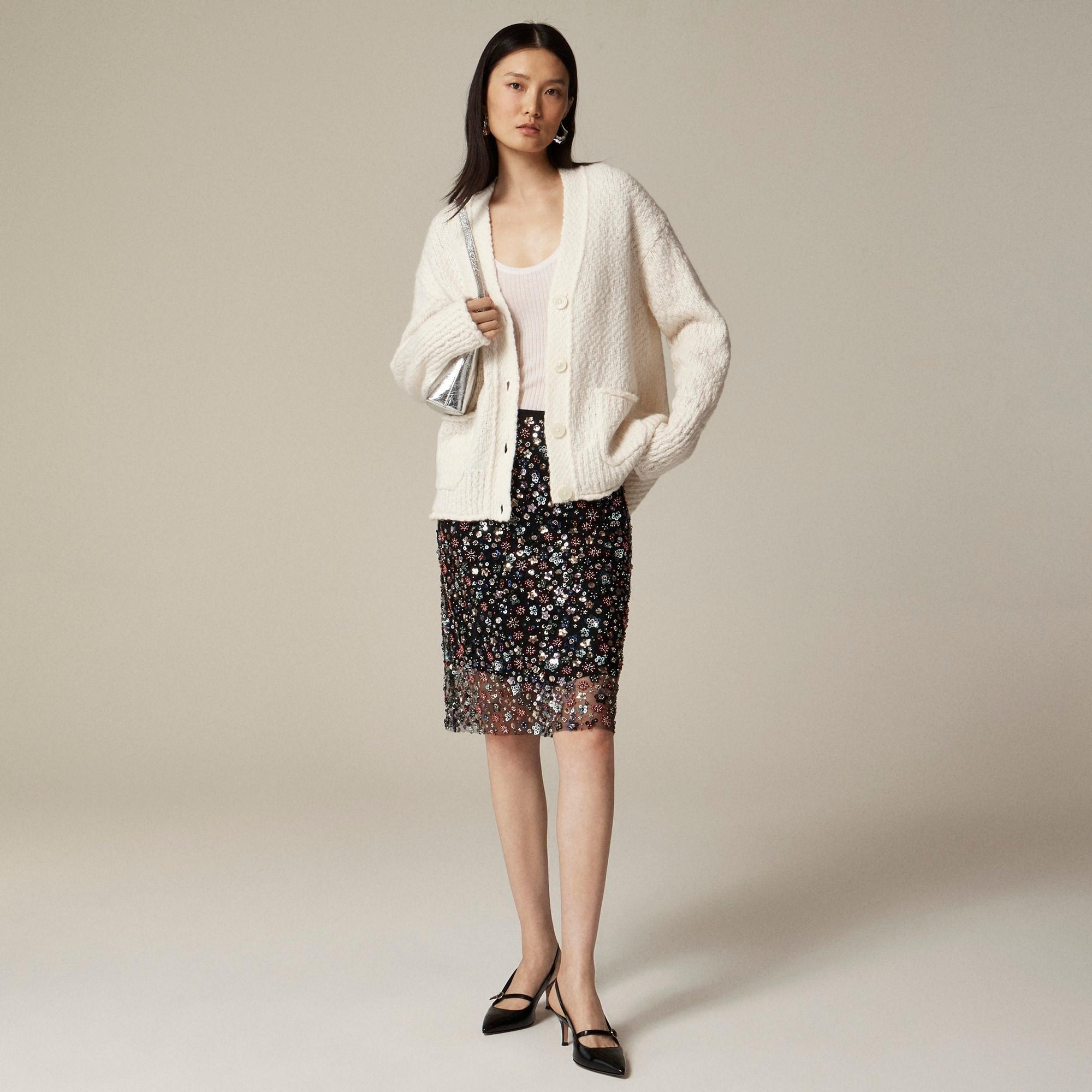 Relaxed cardigan sweater in textured yarn Product Image