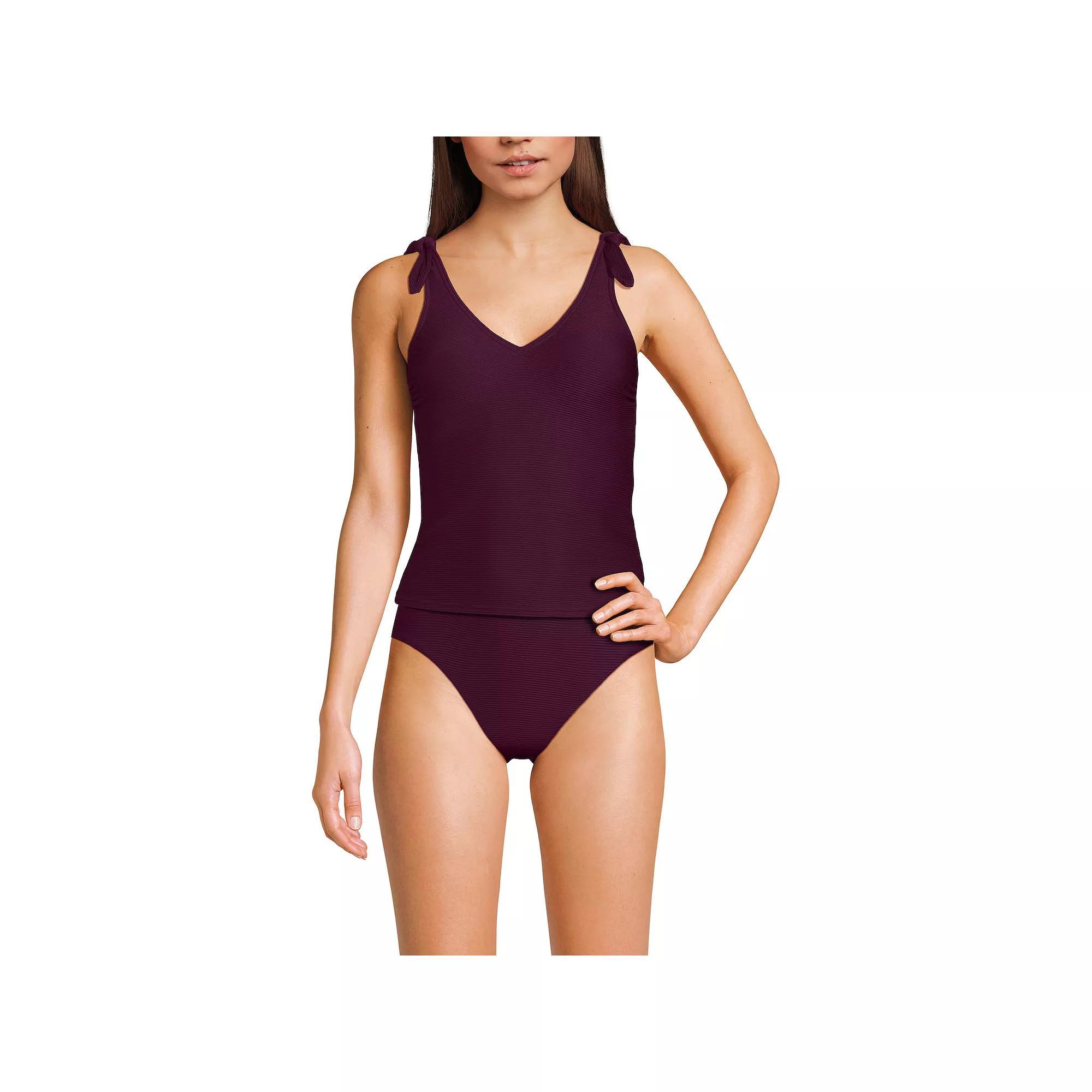 Women's Lands' End Tie Shoulder Ribbed Flutter Tankini Top, Size: 18, Freshwater Blue Product Image