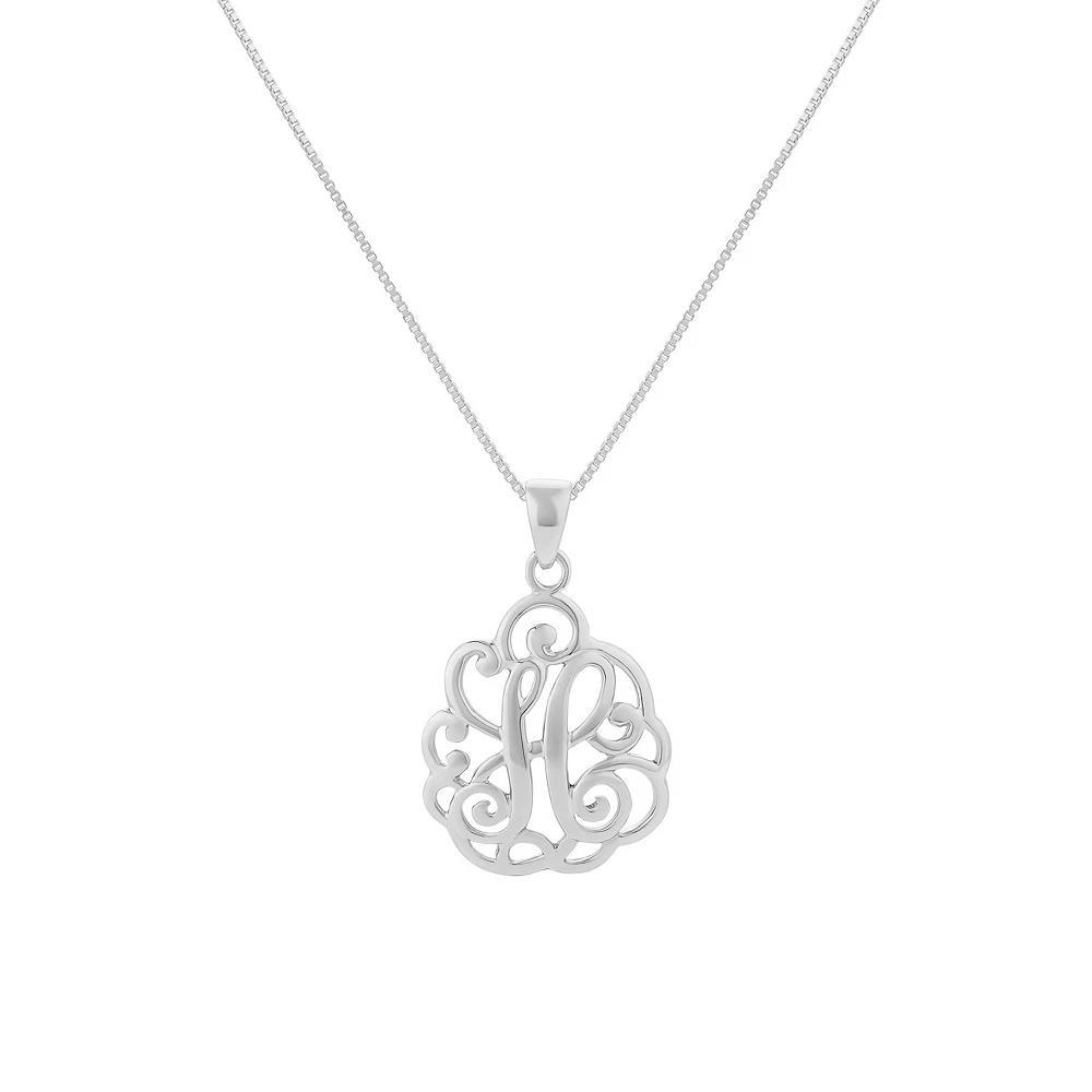 PRIMROSE Sterling Silver Monogram Initial Pendant Necklace, Women's, Size: 18", Silver Tone F Product Image