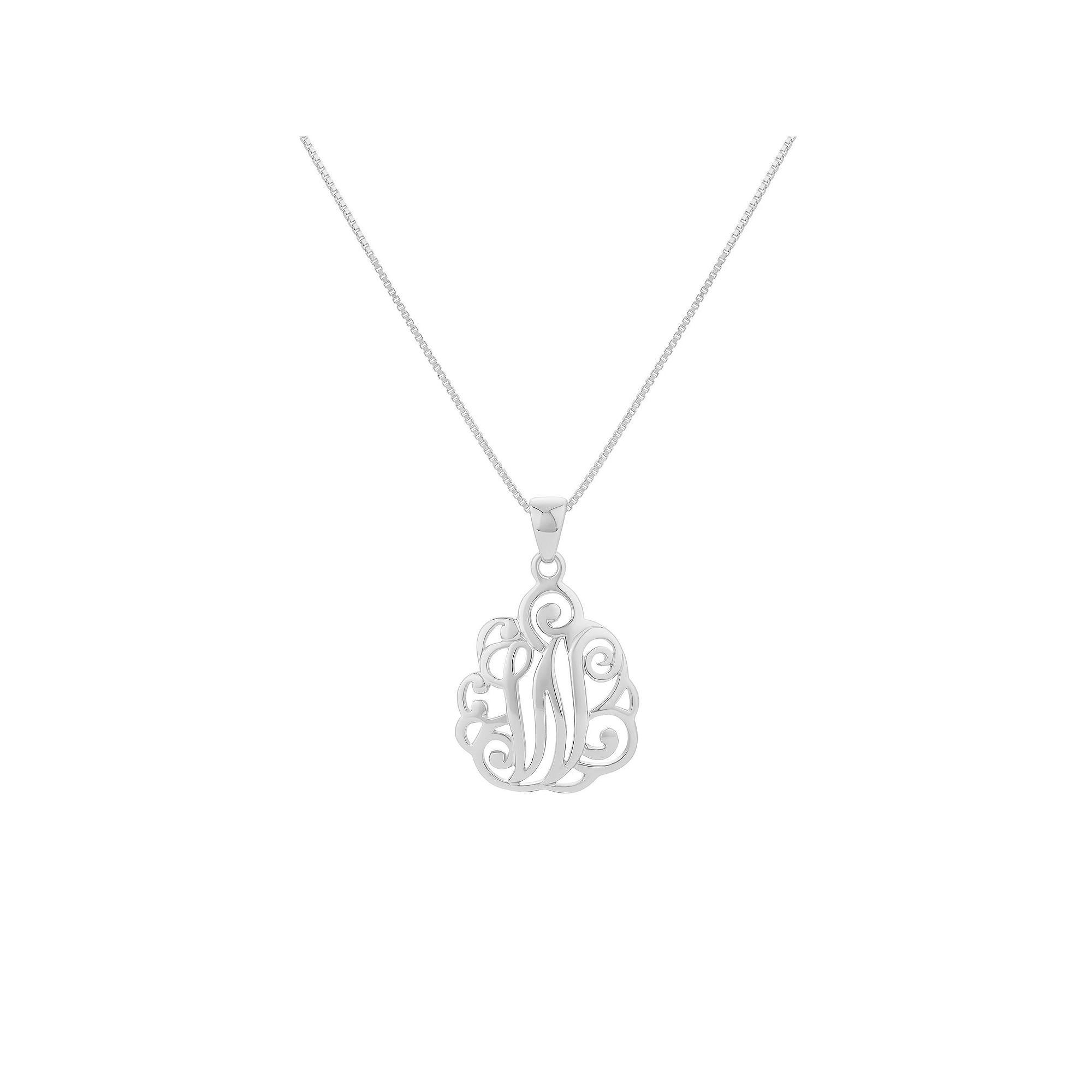 PRIMROSE Sterling Silver Monogram Initial Pendant Necklace, Women's, Size: 18", Silver Tone F Product Image