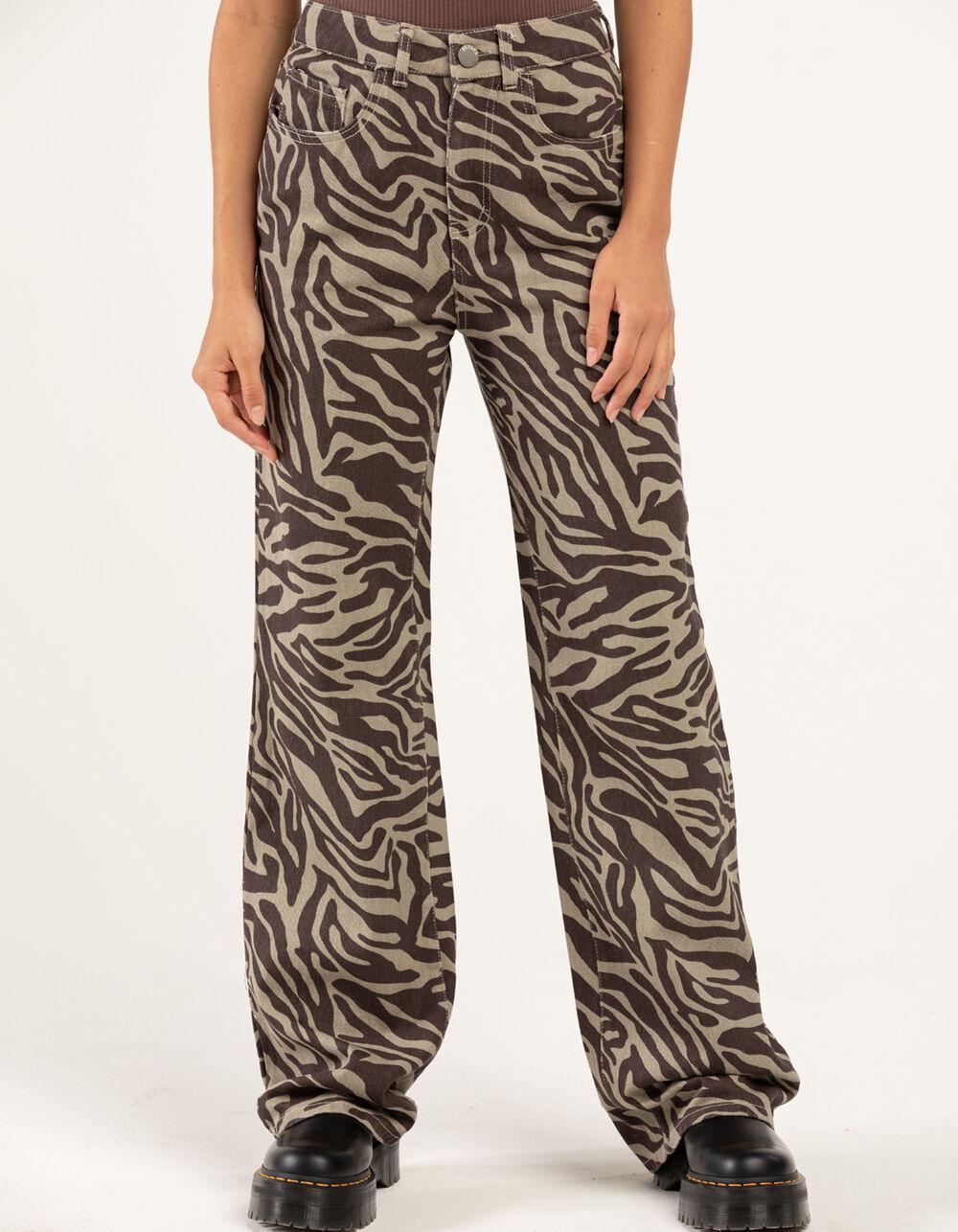 RSQ Womens High Rise Zebra Print Pants - GREEN COMBO Product Image