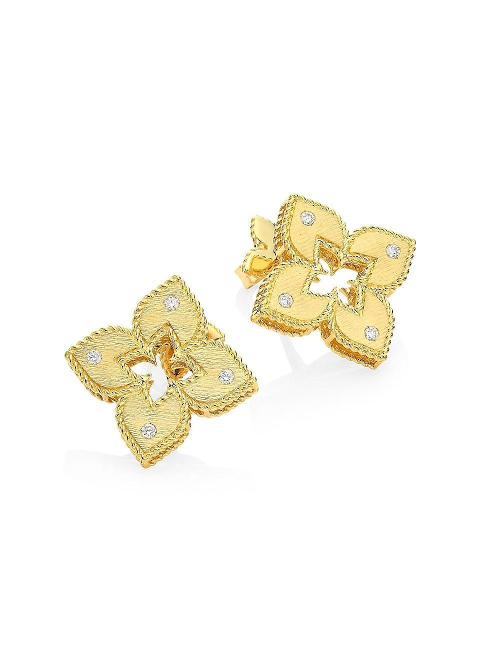 Roberto Coin 18K Yellow Gold Venetian Princess Diamond Stud Earrings Product Image