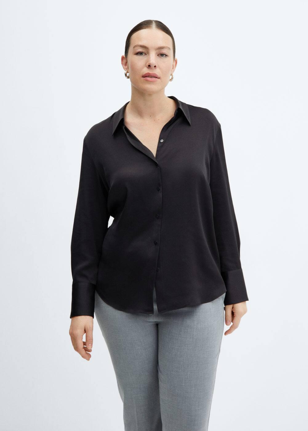 Mango Womens Satin Finish Flowy Shirt Product Image